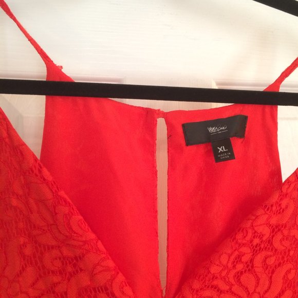 Romper: Crochet V-Neck Lace Red w/ Drawstrings - Picture 5 of 5